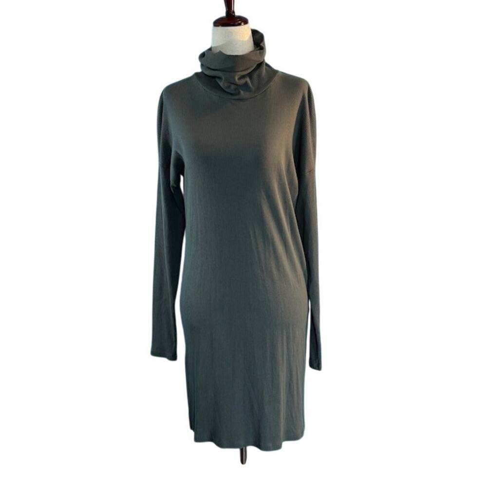 NWT bobi Los Angeles Knit Shift Dress Cotton Modal Ribbed Knit T-Shirt DK Sage S